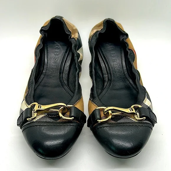 Burberry Authentic Classic Pattern Ballet Slip On Slipper Shoes **Sz 39.5/9.5** - Picture 2 of 10